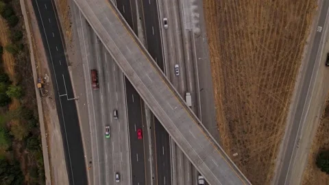 Aerial view of freeway during heavy traffic Stock-Footage 165465671