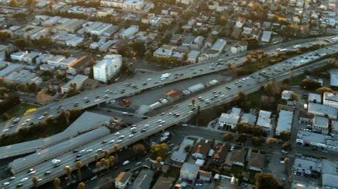Aerial View of Freeway / Highway / Suburbs -Los Angeles - Clip 6 Stock Footage