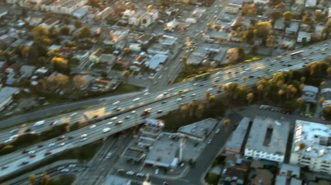 Aerial View of Freeway / Highway / Suburbs -Los Angeles - Clip 5 Stock Footage