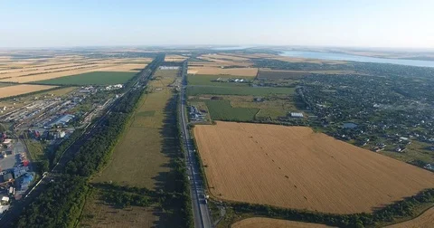 Aerial view of a freeway intersection and Clover bridge Stock Footage 78727159