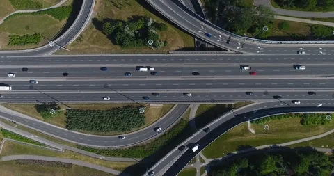 Aerial View Of A Freeway Intersection Stock Footage 90433198