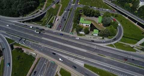 Aerial View Of Freeway Intersection Stock Footage 90602966