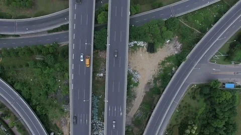 Aerial view of a freeway intersection in nanjing,china Stock Footage 74375961