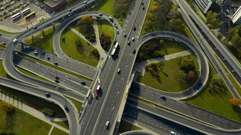 Aerial View Of A Freeway Intersection Stock Photos