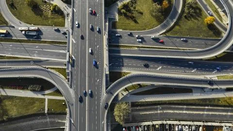 Aerial View On Freeway Intersection Stock Photos