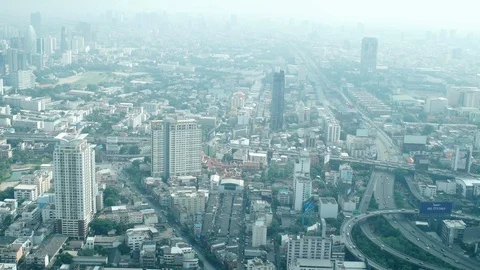 Aerial view of freeway junctions at early morning in Bangkok, Thailand. Bangkok Stock Footage 103412926