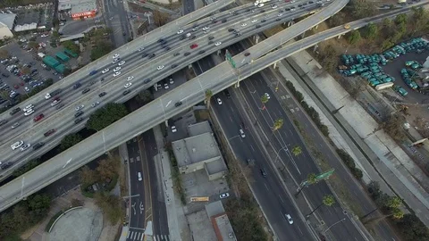 Aerial view of freeway overpass in Los Angeles Video stock 85148907