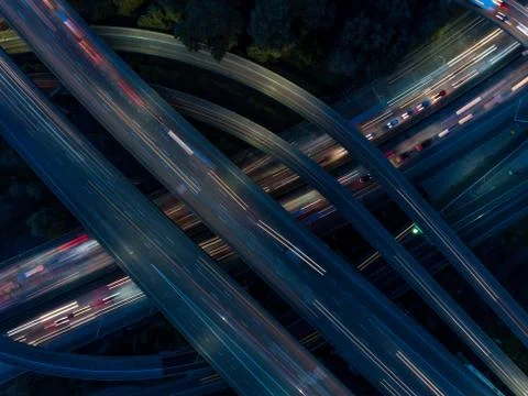 Aerial view of freeway Stock Photos