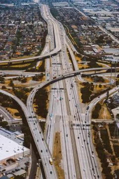 Aerial view of freeway road system Stock Photos