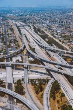 Aerial view of freeway road system Stock Photos