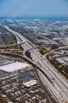 Aerial view of freeway road system Stock Photos
