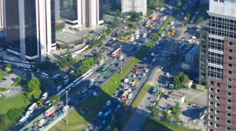 Aerial view to freeway with traffic jam in Istanbul, Turkey. Video with 動画素材 46636099