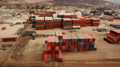 Aerial view of freight intermodal transporter Video stock 118692883