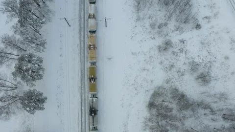 Aerial view of the freight train, carrying tank cars with oil and cargo Stock Footage 126362109
