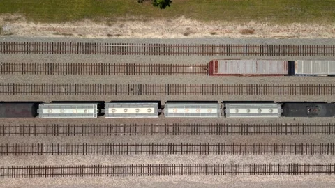 Aerial view of freight train at Georgia-Pacific, United States. Stock Footage 340605311