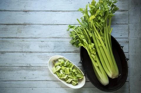 Aerial view of fresh celery Stock Photos