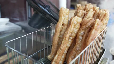 Aerial view of fried bread stick Video stock 165220432