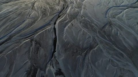Aerial View of Frozen River Delta. 4k Stock Footage