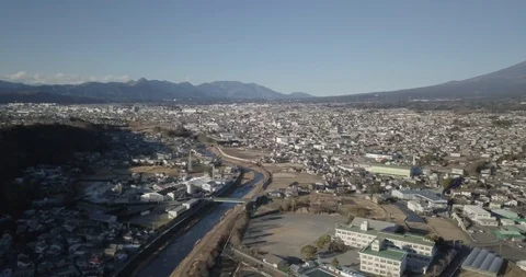 Aerial view of Fuji Stock Footage 87138229