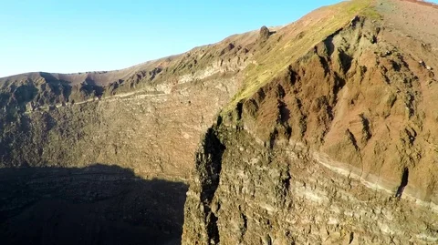 Aerial view, Full crater of the volcano Vesuvius, Italy, Naples, Epic volcano Stock Footage 83890873