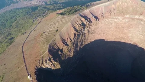 Aerial view, Full crater of the volcano Vesuvius, Italy, Naples, Epic volcano Stock Footage 83925876