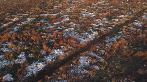 Aerial view full of waste garbage land close to a city. Bucharest, Romania Stock Footage 191542039