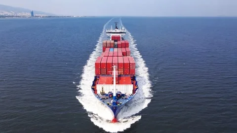 Aerial view of fully loaded container sh... | Stock Video | Pond5