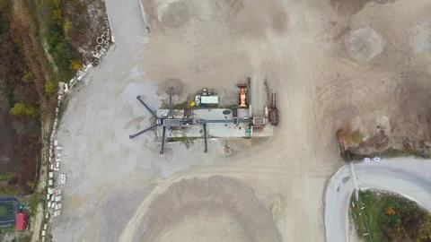 Aerial view of functioning sand quarry in industrial zone in Germany. Heavy Video stock 291848947