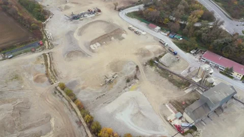 Aerial view of functioning sand quarry in industrial zone in Germany. Heavy 動画素材 291849180