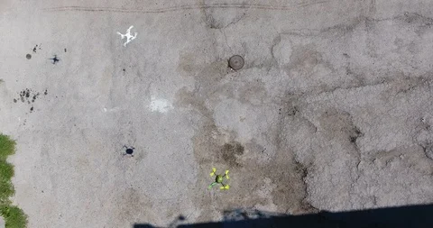 Aerial view of funny experiment with watermelon and drone Stock Footage 121899073