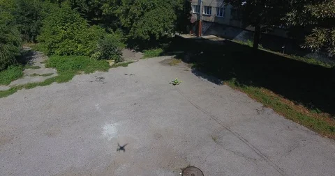 Aerial view of funny experiment with watermelon and drone Stock Footage 121900347