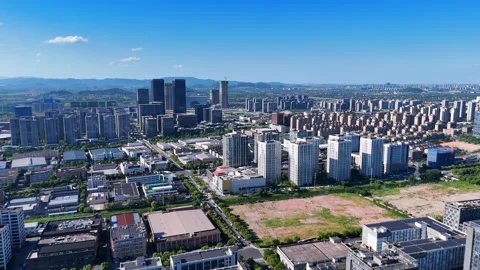 Aerial View of Future Sci-Tech City in Yuhang District, Hangzhou, China Stock Footage 346086548