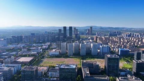Aerial View of Future Sci-Tech City in Hangzhou, China Vidéo 346086626