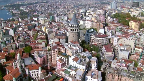 Aerial view of Galata Tower Stock Footage 72203625