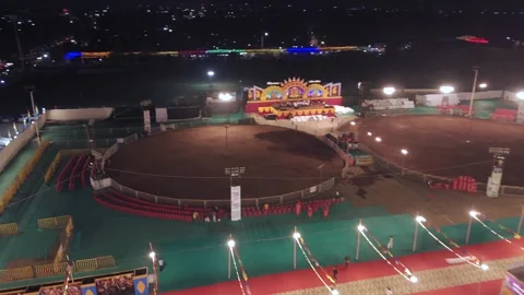 Aerial View of Garba Ground Preparation in Bhopal 스톡 동영상 341567570