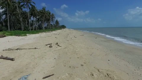 Aerial view of Garbage on the beach Stock Footage 126074460
