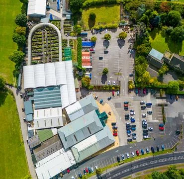 Aerial view of garden centre, Otley, West Yorkshire Stock Photos