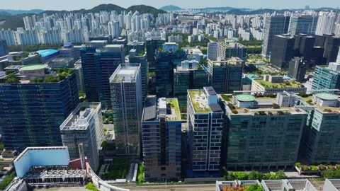 Aerial View of Gasan Digital Complex and Office Buildings in Geumcheon-gu, Seoul Stock Footage 346511695