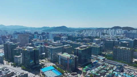 Aerial View of Gasan Digital Complex and Office Buildings in Geumcheon-gu, Seoul Stock Footage 346512746