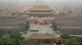 Aerial View, Gate to Forbidden City, Center Beijing, China, Air Pollution, Smog HD Footage