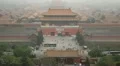 Aerial View, Gate to Forbidden City, Center Beijing, China, Air Pollution, Smog HD Footage