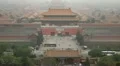 Aerial View, Gate to Forbidden City, Center Beijing, China, Air Pollution, Smog HD Footage