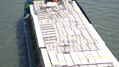 Aerial view of general cargo ship Stock Footage 222378920