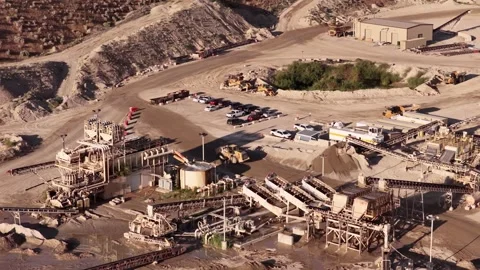 Aerial View of Geneva Rock Aggregate Pit, Bluffdale Utah – Wheel Loader in Stock Footage 341675720