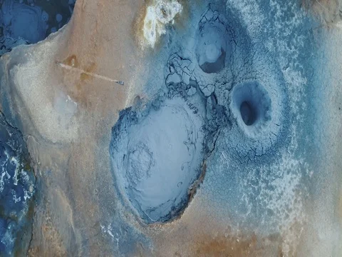 Aerial view of geothermal activity Stock Footage 80474321