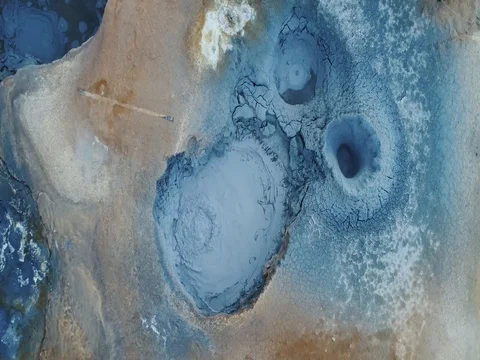 Aerial view of geothermal activity Stock Footage 80475095