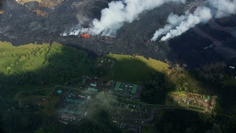 Aerial view Geothermal fissures erupting... | Stock Video | Pond5