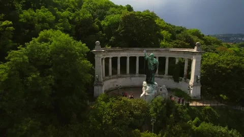 Aerial view of Gerard of Csanád Monument Stock Footage 161033799