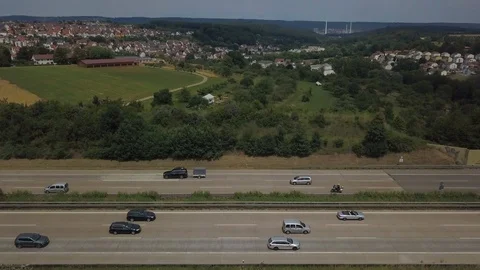 Aerial view of a German Autobahn Stock Footage 111973387