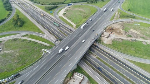 Aerial view of German highway junction Video stock 85910558